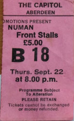 Gary Numan Aberdeen Ticket 1983